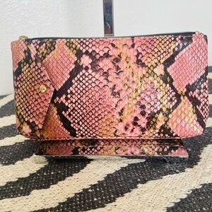Pink Snake Print Clutch